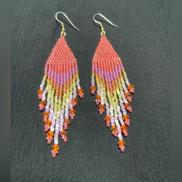 Hand Crafted Jewelry - Tropical Fruit Punch Beaded Earrings